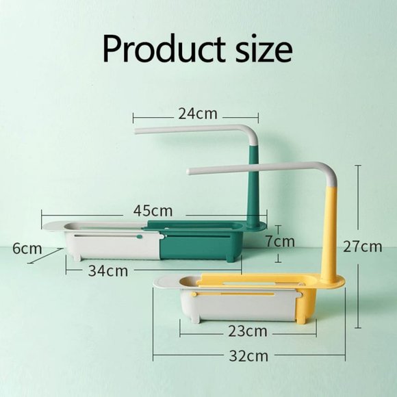 Telescopic Sink Storage Rack,Adjustable Length, Drain Basket Plastic and Sponge - Picture 10 of 11